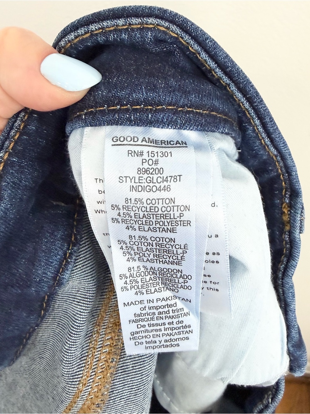 Good American Always Fits Good Classic Slim Straight Jean Indigo High Rise 14-18 - Picture 6 of 6